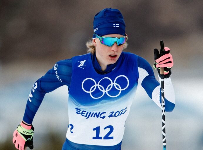 Remi Lindholm Peking 2022 Olympilaisten maastohiihtokisoissa.