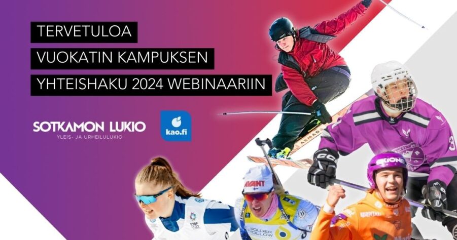 Webinaarimainoskuva, jossa on viisi urheilijaa